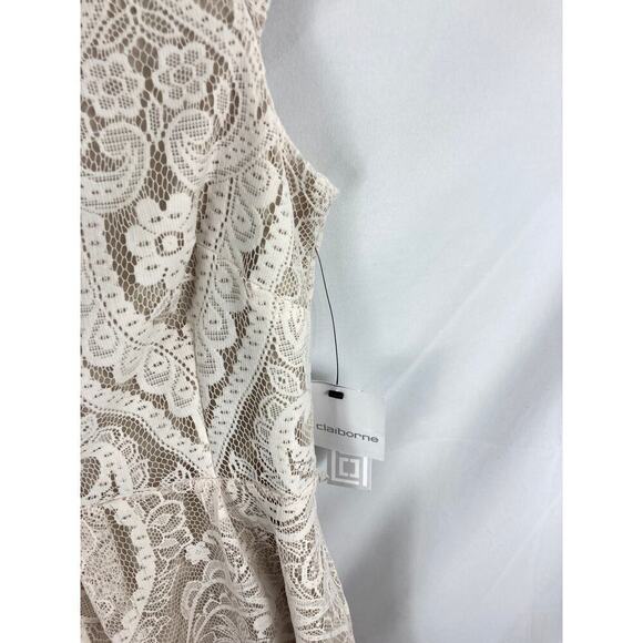 NWT Liz Claiborne Lace Overlay Fit Flare Dress Ivory White Size 6 - Picture 4 of 7